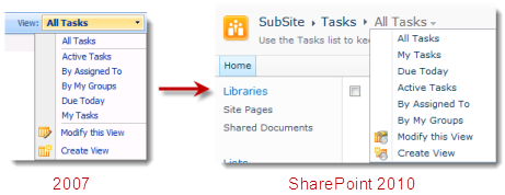 SharePoint List View Selector Menu